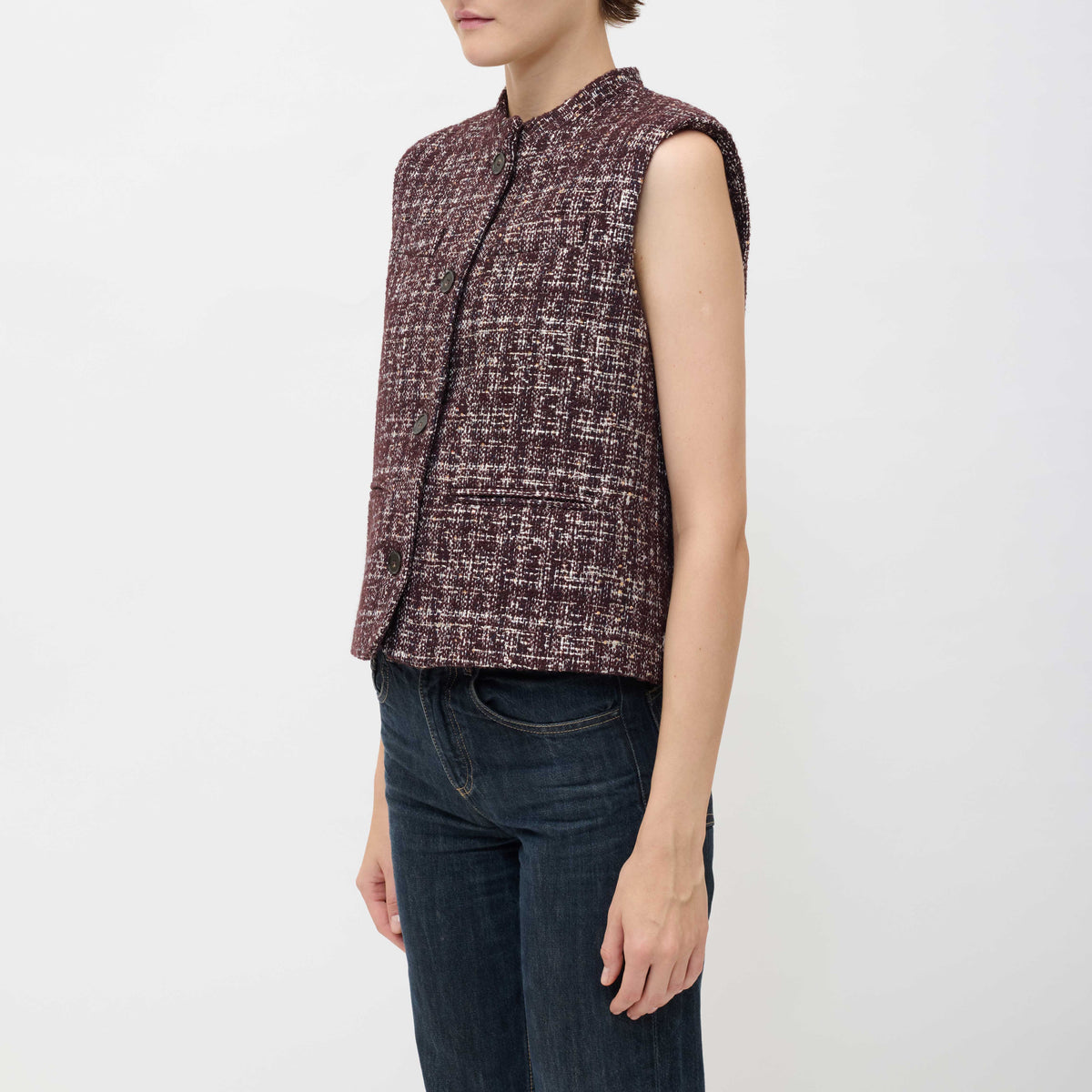 VERY VEST Crop Tweed