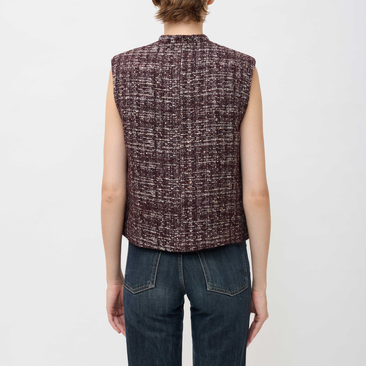 VERY VEST Crop Tweed