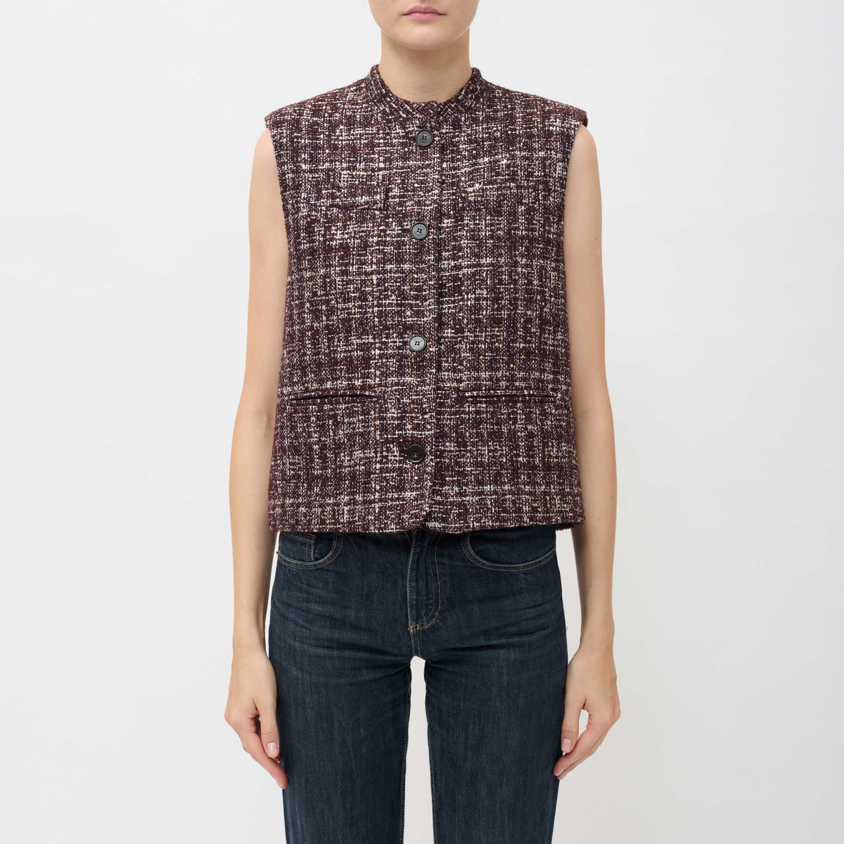 VERY VEST Crop Tweed