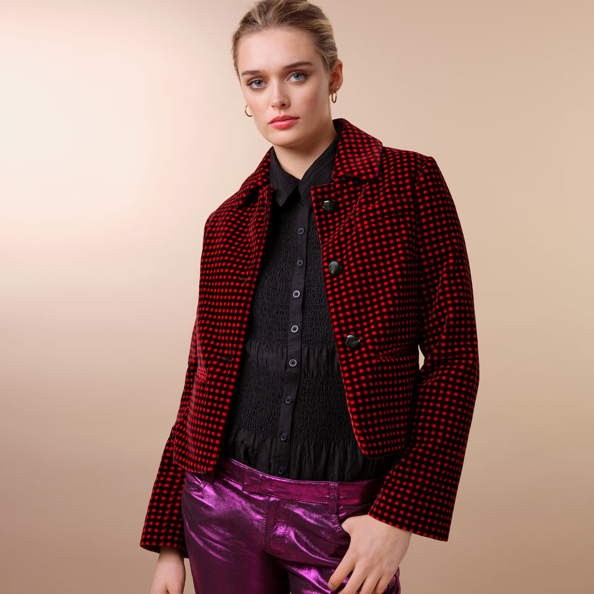 VICKY Velvet Check Blazer
